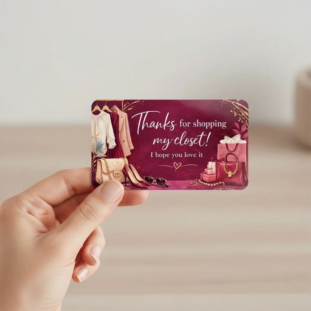 Burgundy Thank You Cards | Luxury Boutique Packaging Inserts for Small Business